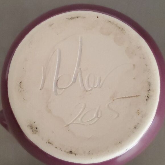 Naher Clay in Motion Purple Passion Handwarmer Mug Cup Left Hand Signed 14 oz - Picture 6 of 9